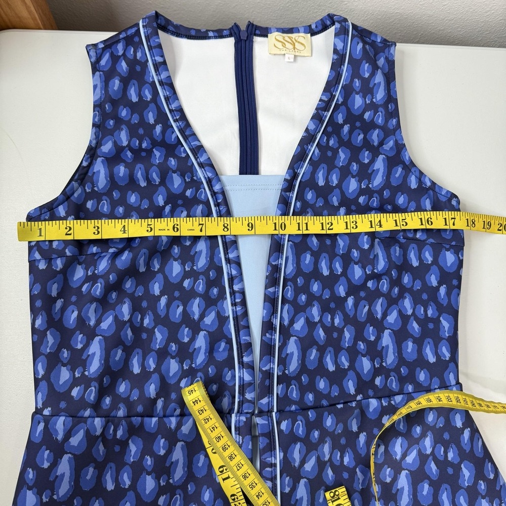 SSyS The Label Romper Dress Womens Large Blue Animal Print Tropical Vacation - Picture 7 of 12